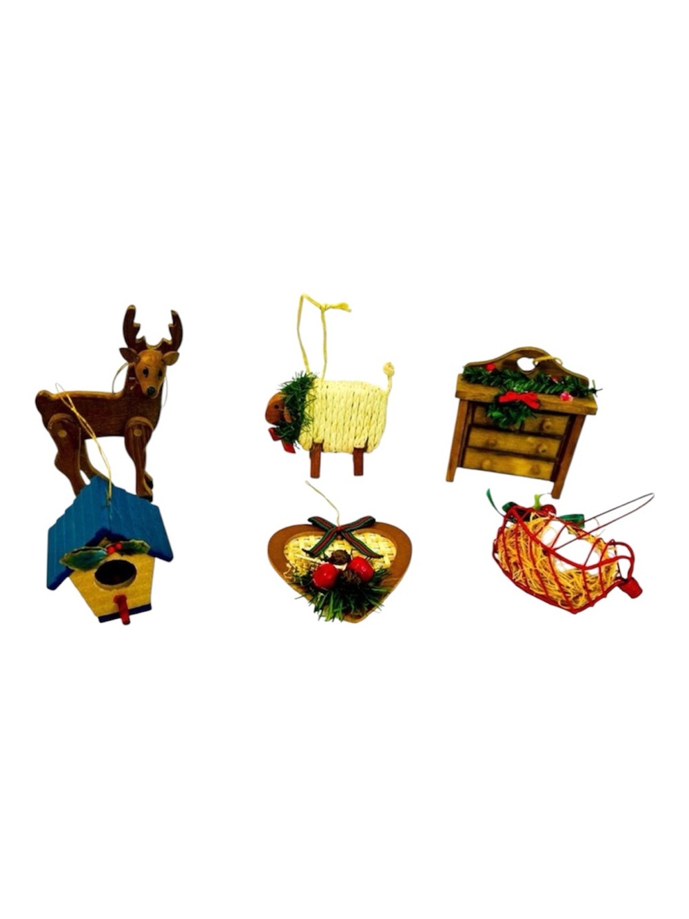 Vintage 80’s/90’s Rustic Country Ornament Lot Set of 6